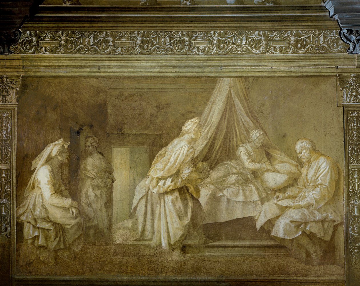 Histórias de São João de Andrea del Sarto (1486-1530), fresco, Detalhe, Claustro de Scalzo, Florença de Andrea del Sarto