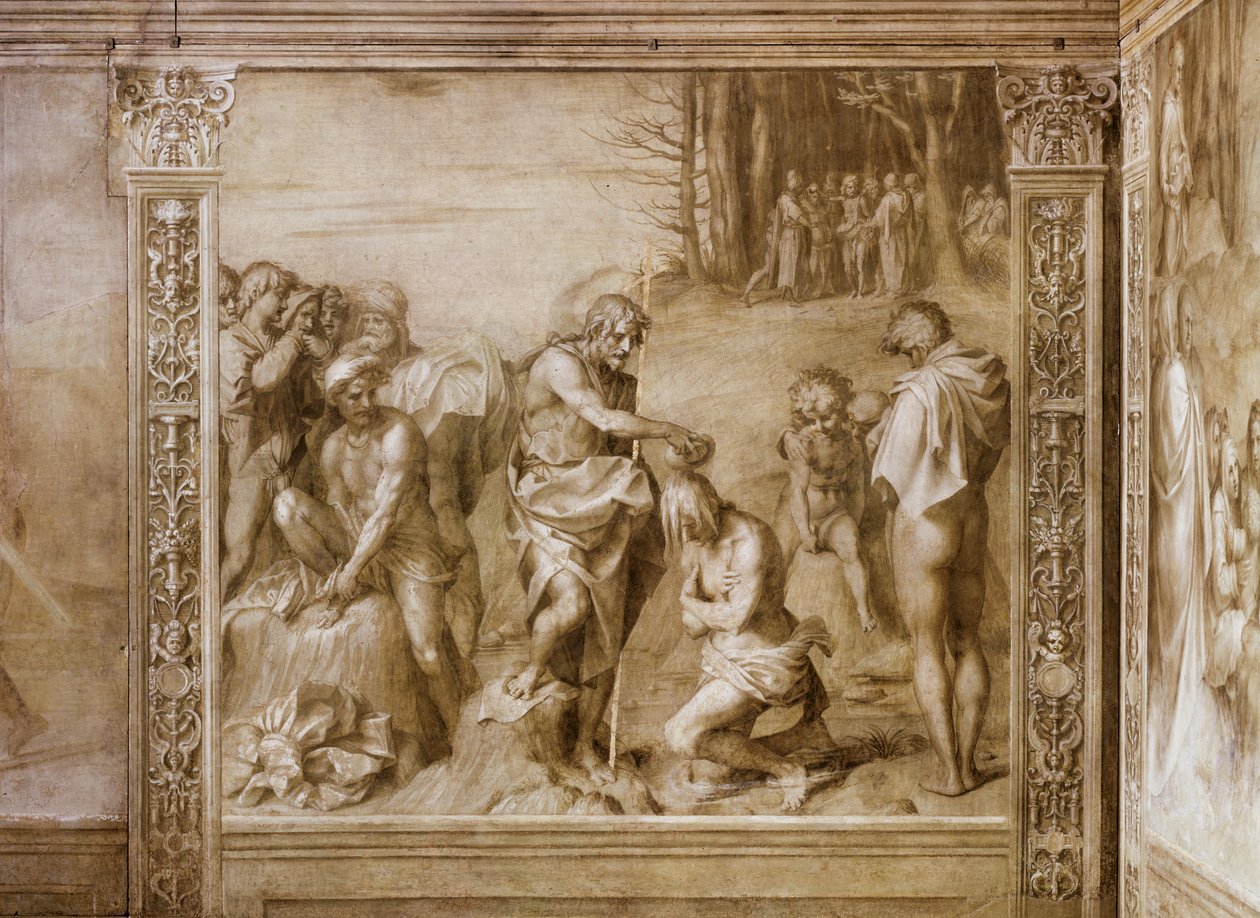 Histórias de São João Batista: Batismo das multidões de Andrea del Sarto