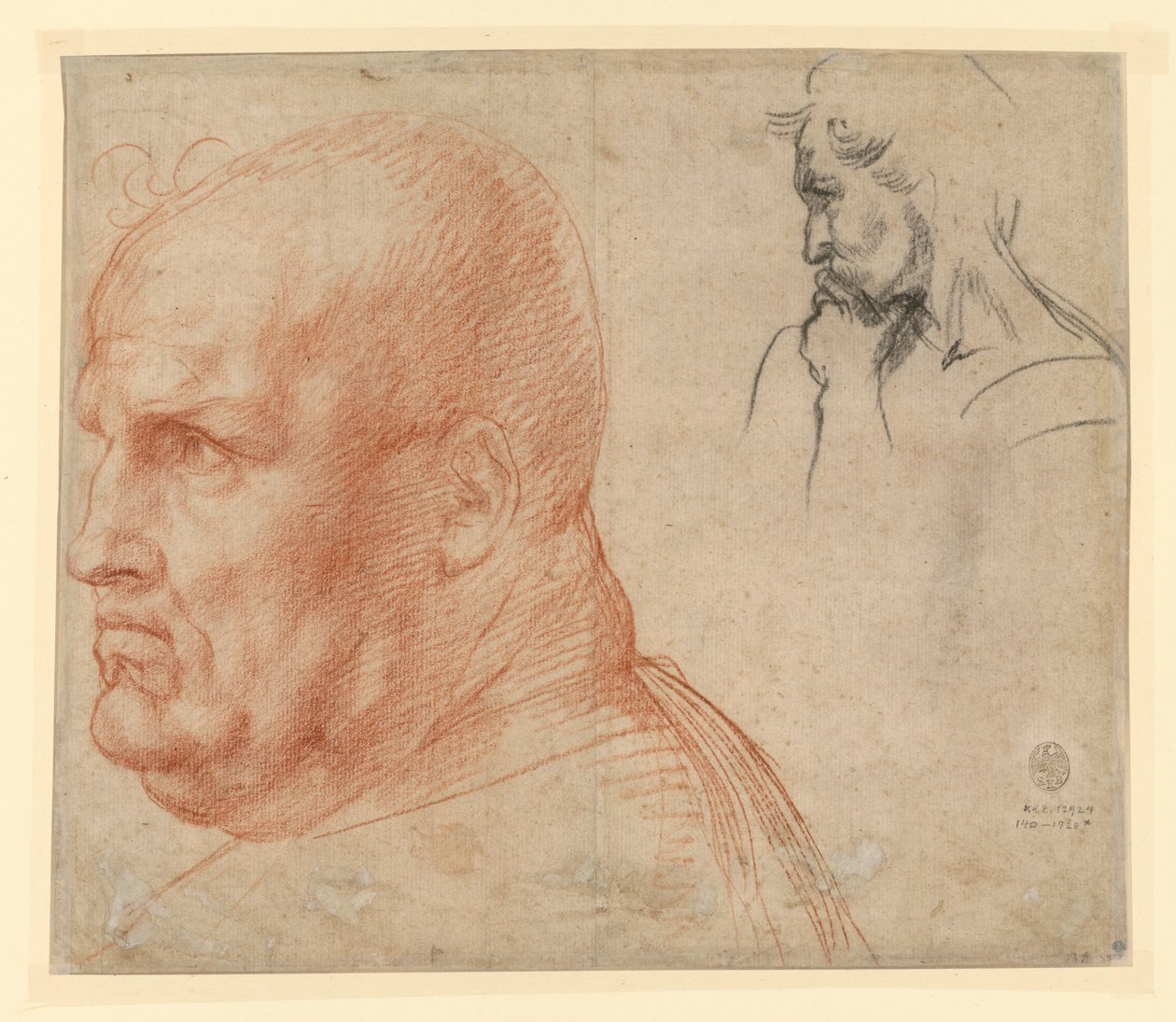Estudo sobre duas cabeças de Andrea del Sarto