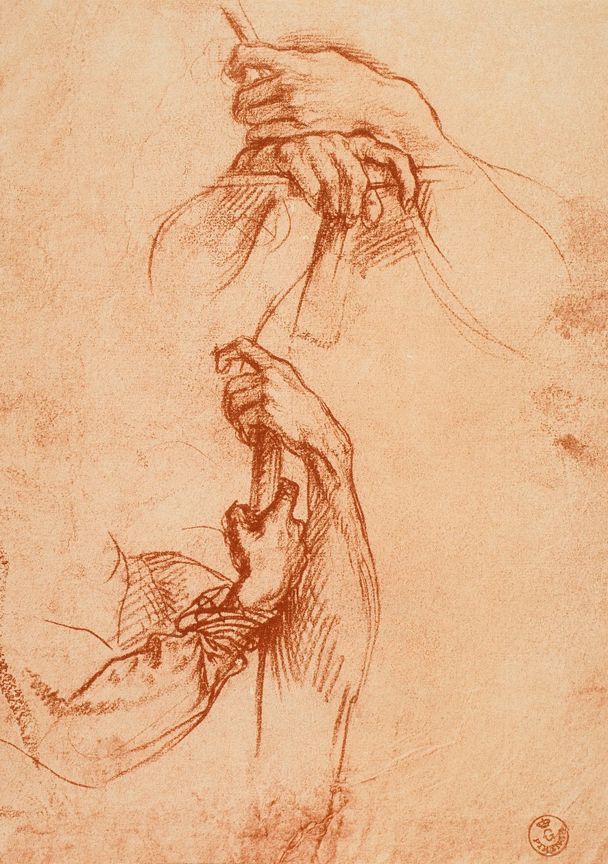 Estudo de mãos de Andrea del Sarto