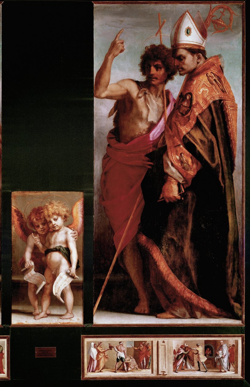 Altarpe Vallombrosa: São João Baptista e São Bernardo degli Uberti, painéis laterais. (óleo sobre painel de Andrea del Sarto