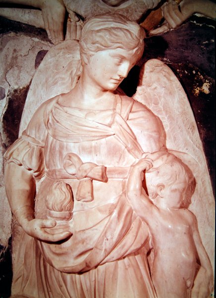 Caridade, do monumento funerário do Cardeal Forteguerri (mármore) (detalhe de 434103) de Andrea del Verrocchio