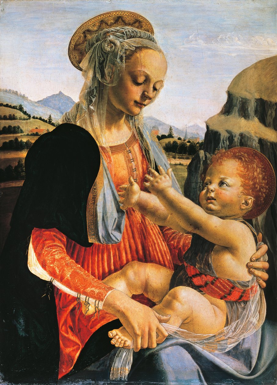 Madonna e Criança, cerca de 1470, de Andrea del Verrocchio (1437-1488), Óleo sobre madeira, 75,5x54,8 cm de Andrea del Verrocchio