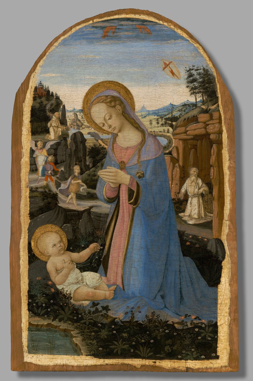A Adoração do Menino Cristo com São Francisco de Assis Recebendo os Estigmas; Tobias e o Anjo; São João Baptista no Deserto; e o Penitente São Jerónimo de Andrea del Verrocchio