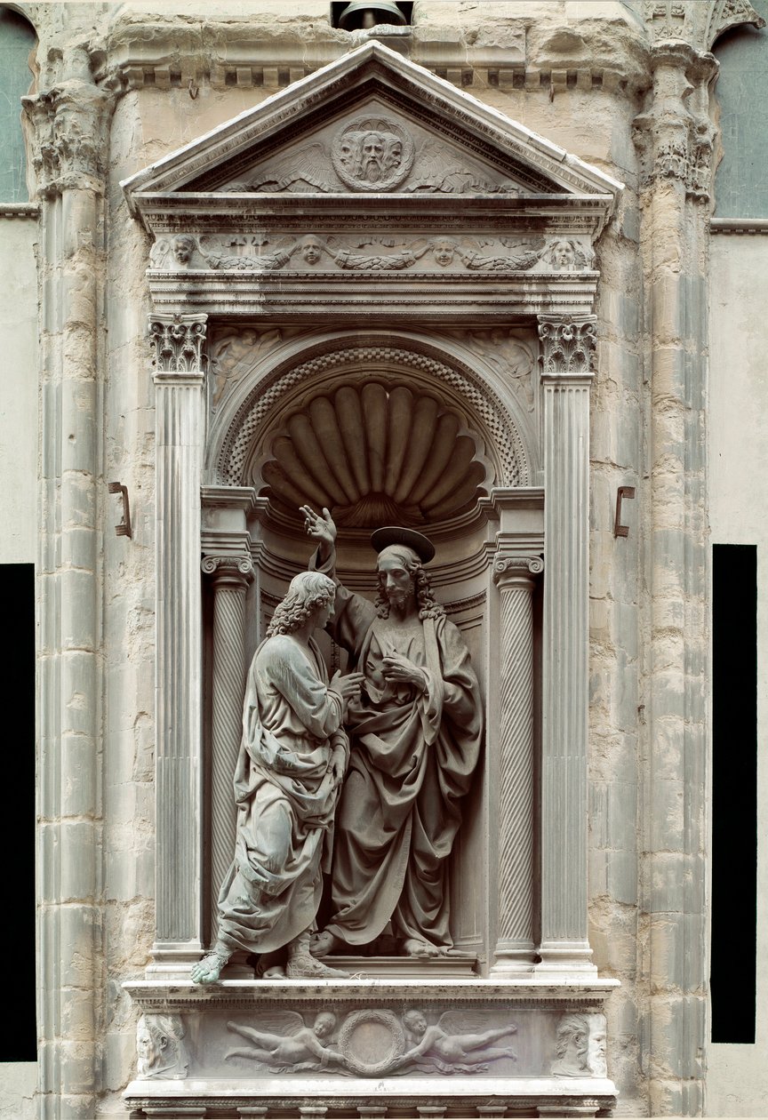 O incrédulo da escultura de São Tomás de Bronze de Andrea di Francesco di Cione dit il Verrocchio (1435-1488) Florença, Chiesa di Orsanmichele de Andrea del Verrocchio