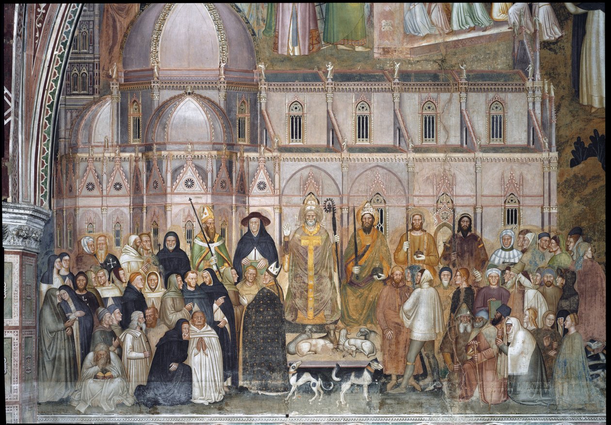 O Triunfo da Igreja Católica (Detalhe do Fresco de Andrea di Bonaiuto (fl.1343 77)