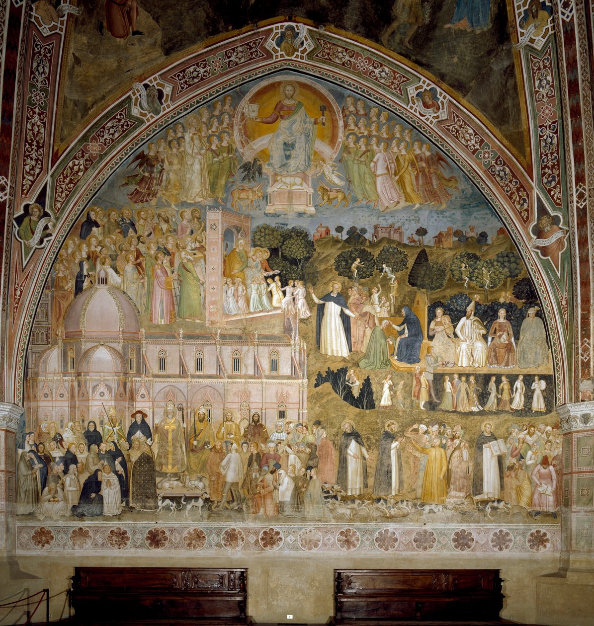 O triunfo da Igreja Católica e da ordem dominicana. Capela dos Espagniardos (Fresco de Andrea di Bonaiuto (fl.1343 77)