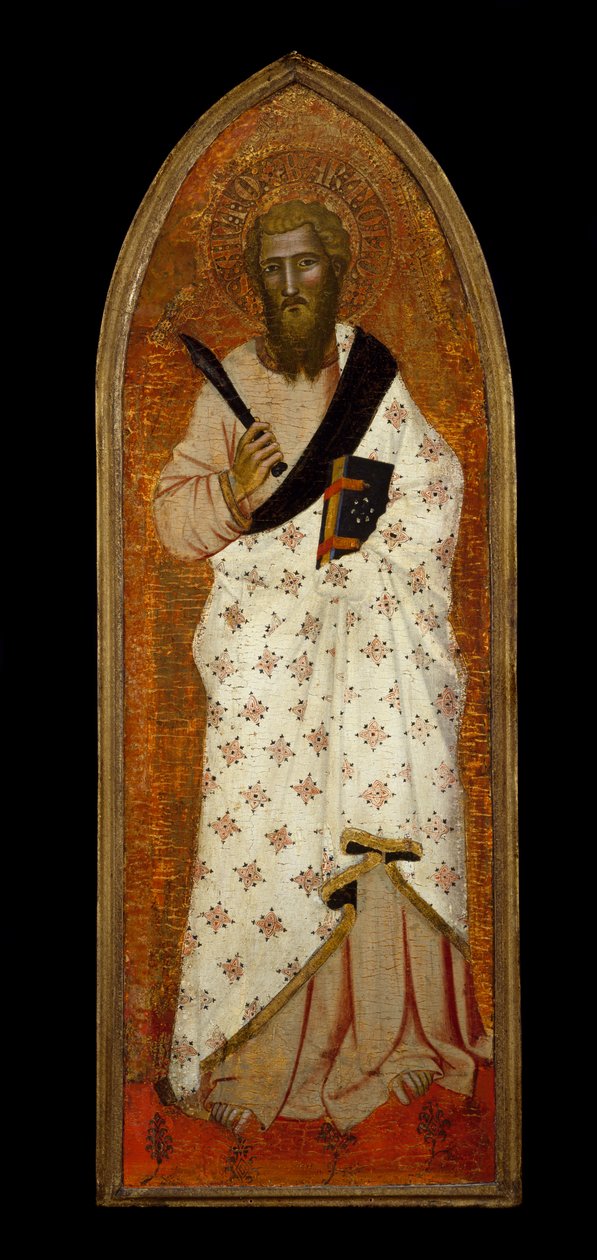 São Bartolomeu, c.1360-65 (têmpera e folha de ouro no painel de madeira) de Andrea di Bonaiuto fl.1343 77 Andrea di Bonaiuto fl.1343 77