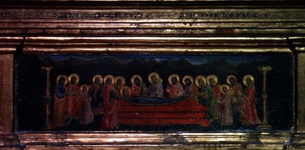 A Virgem da Cintura, detalhe da predela de Andrea di Giusto Manzini