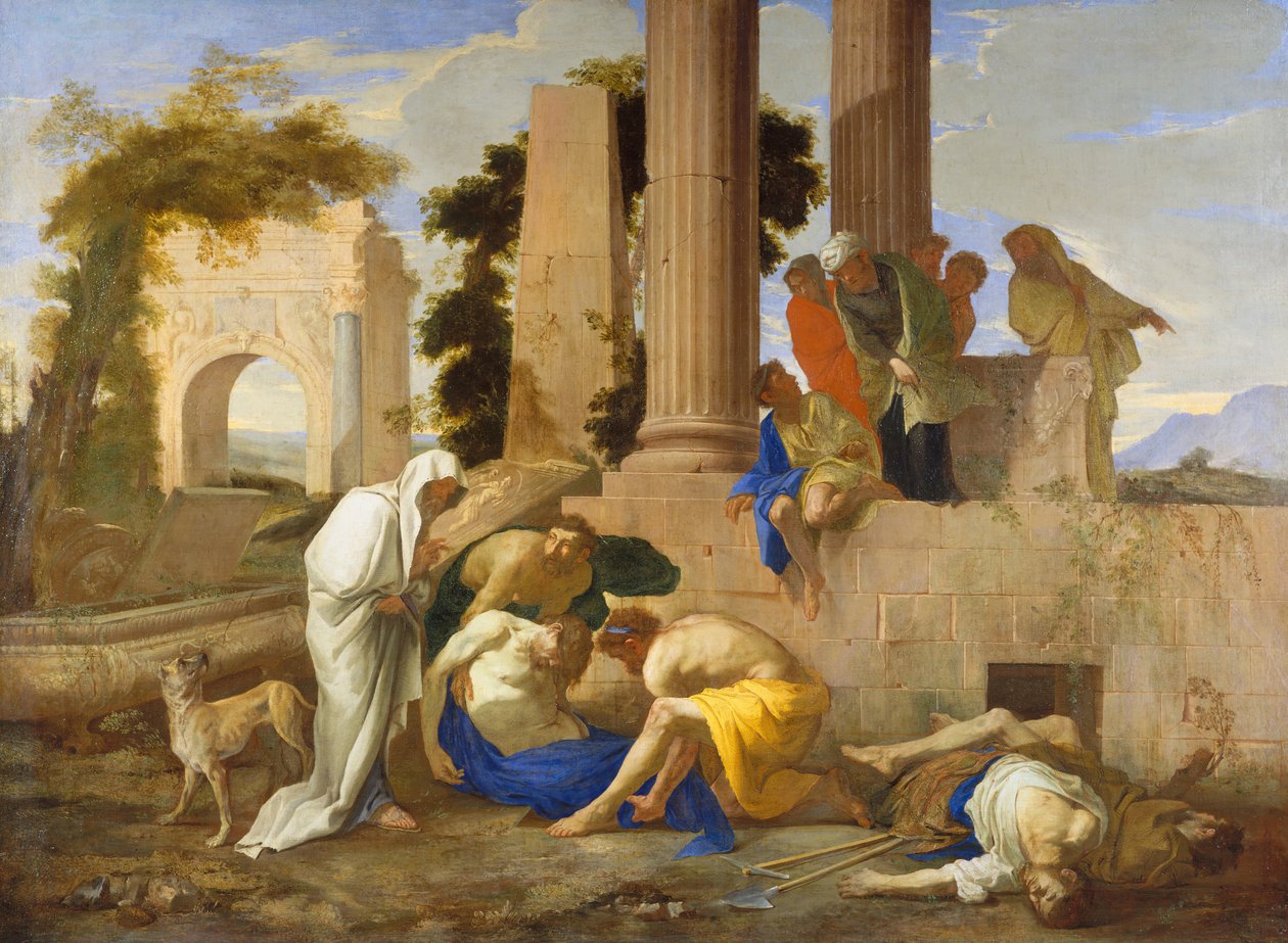 Tobit enterrando os mortos, década de 1640. de Andrea di Lione