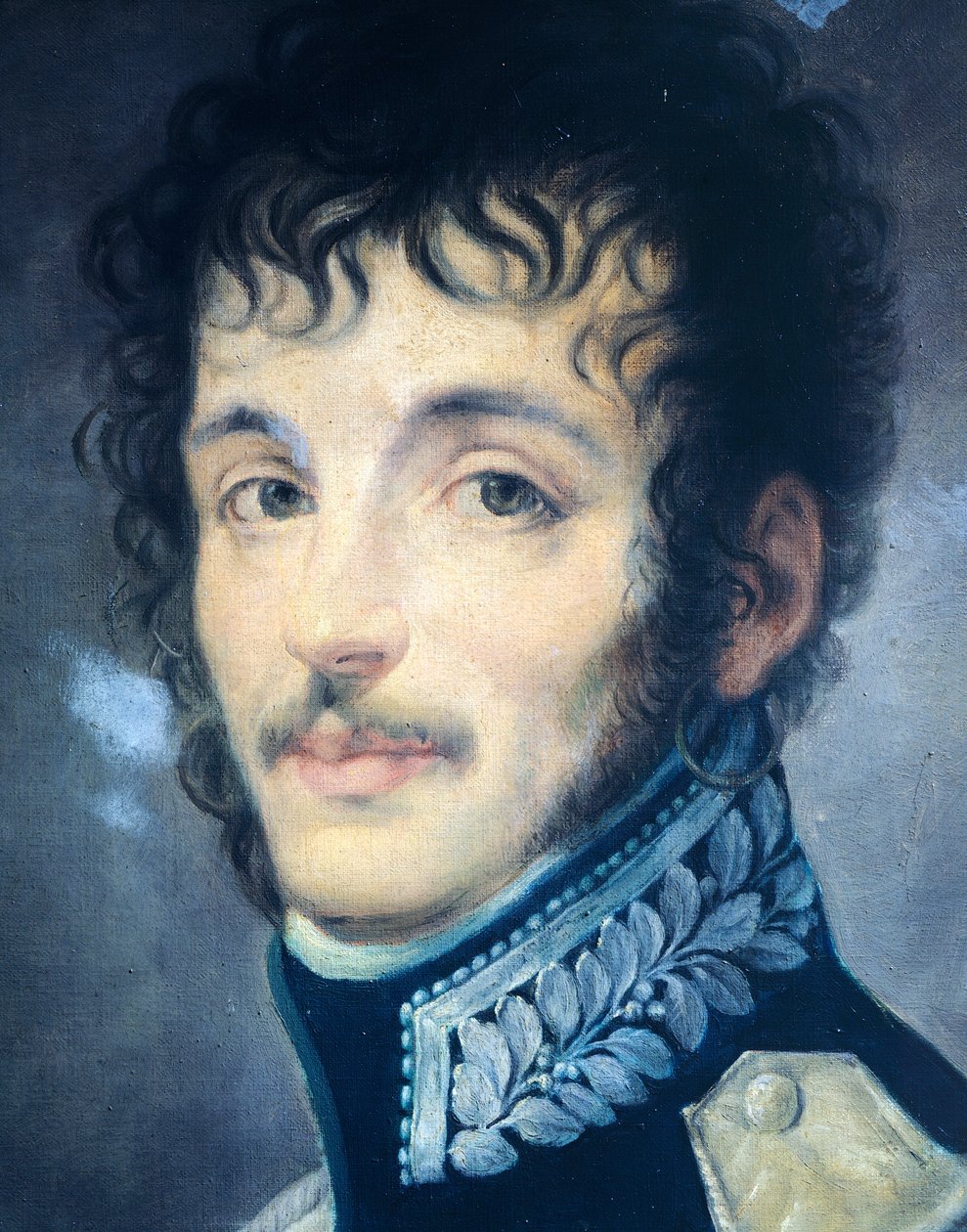 Conde Teodoro Lechi no Uniforme da Guarda Real do Exército Italiano, de Andrea Appiani, detalhe de Andrea the Elder Appiani
