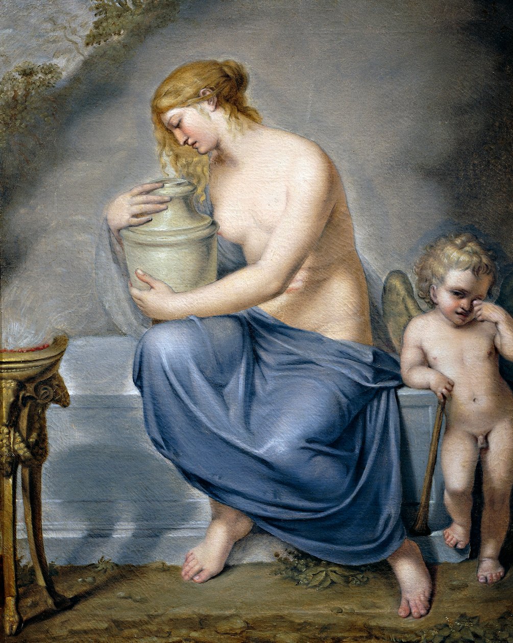 Vénus e Hímen a chorar, cerca de 1790, atribuído a Andrea Appiani (1754-1817), óleo sobre tela, 73x58 cm de Andrea the Elder Appiani
