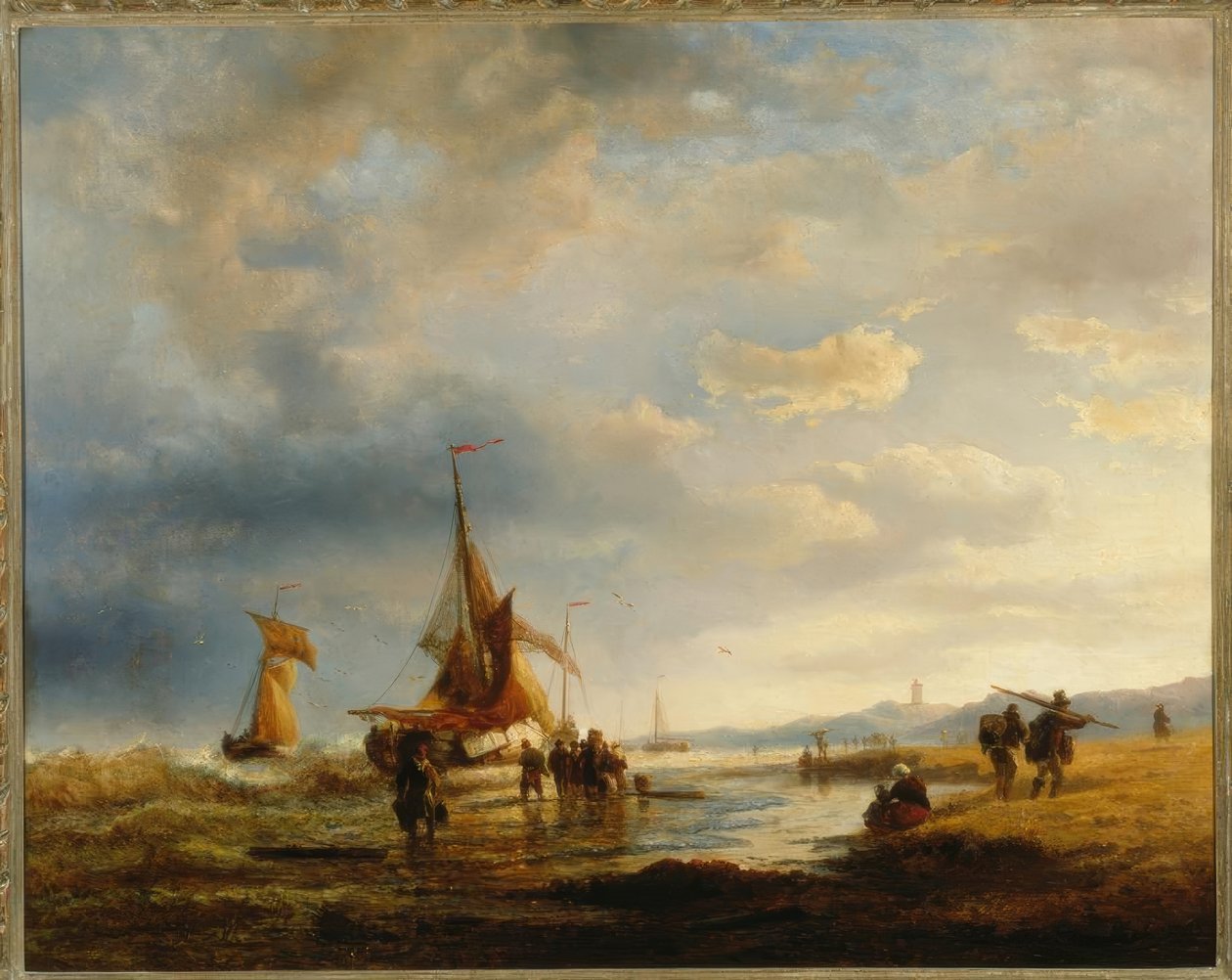 A.Achenbach, pescador na praia de Andreas Achenbach