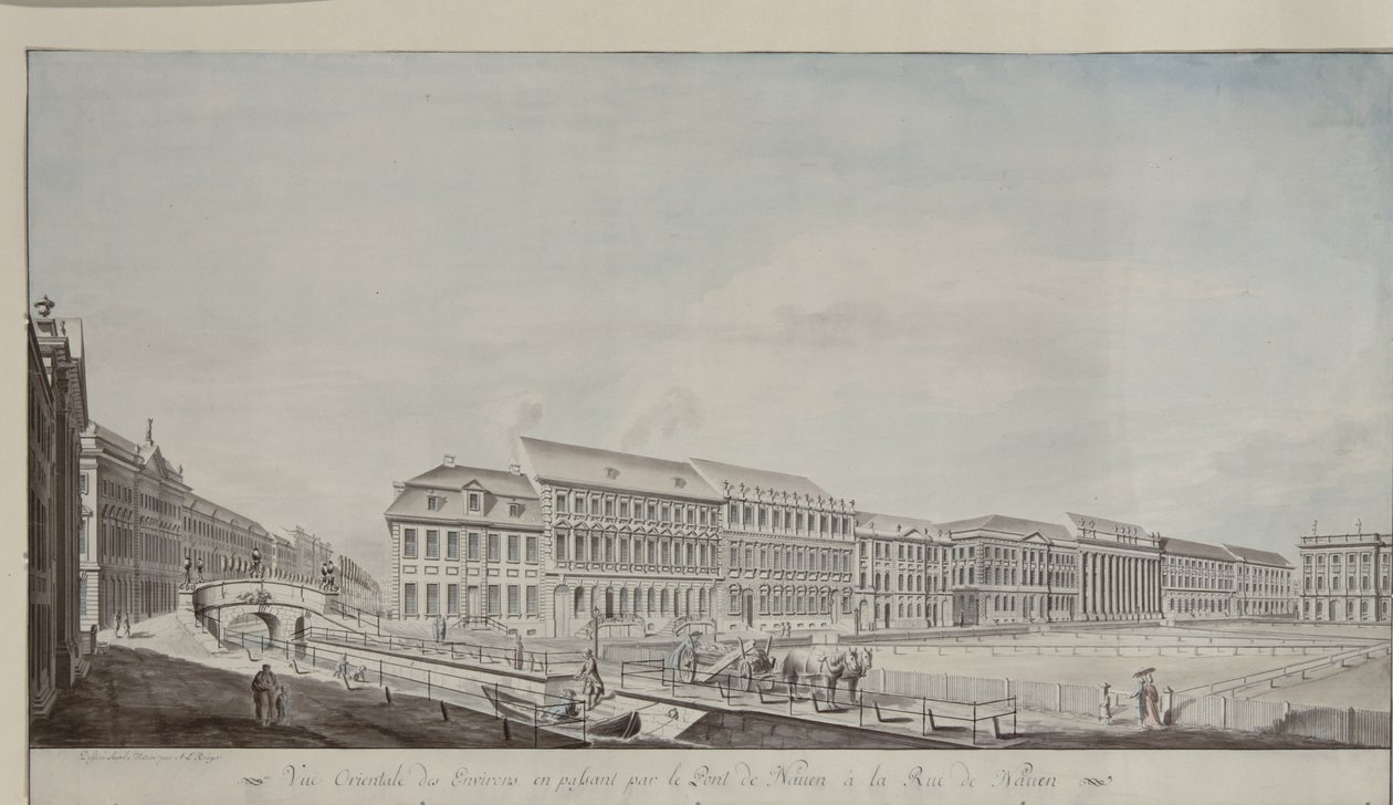 Aspecto oeste da Wilhelmsplatz, c.1773 (caneta e lápis sobre papel) de Andreas Ludwig Kruger
