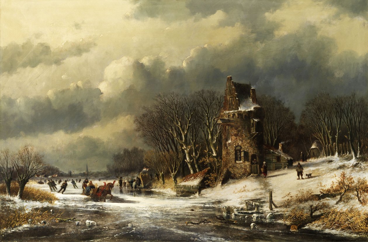 Paisagem holandesa com figuras de Andreas Schelfhout