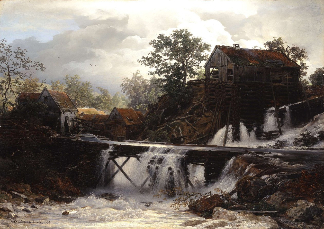 Uma serração de madeira na Vestefália de Andreas Achenbach