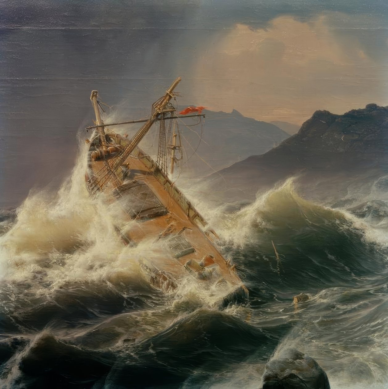 Uma tempestade do mar na costa norueguesa de Andreas Achenbach
