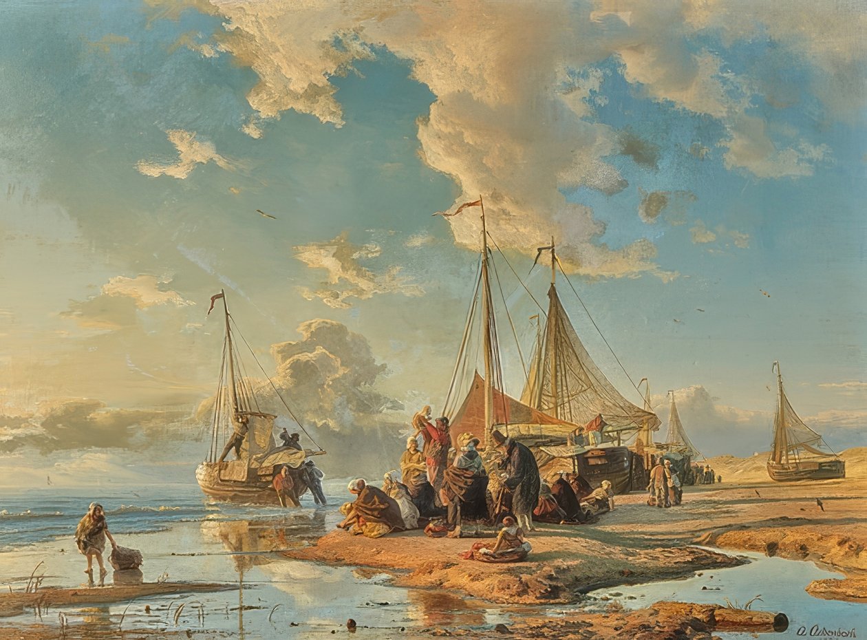 Pescadores holandeses após a captura. 1853 de Andreas Achenbach