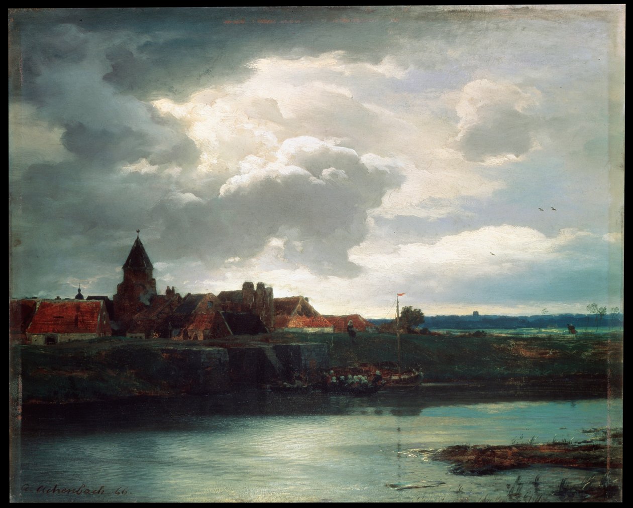 Paisagem com um rio, 1866 de Andreas Achenbach
