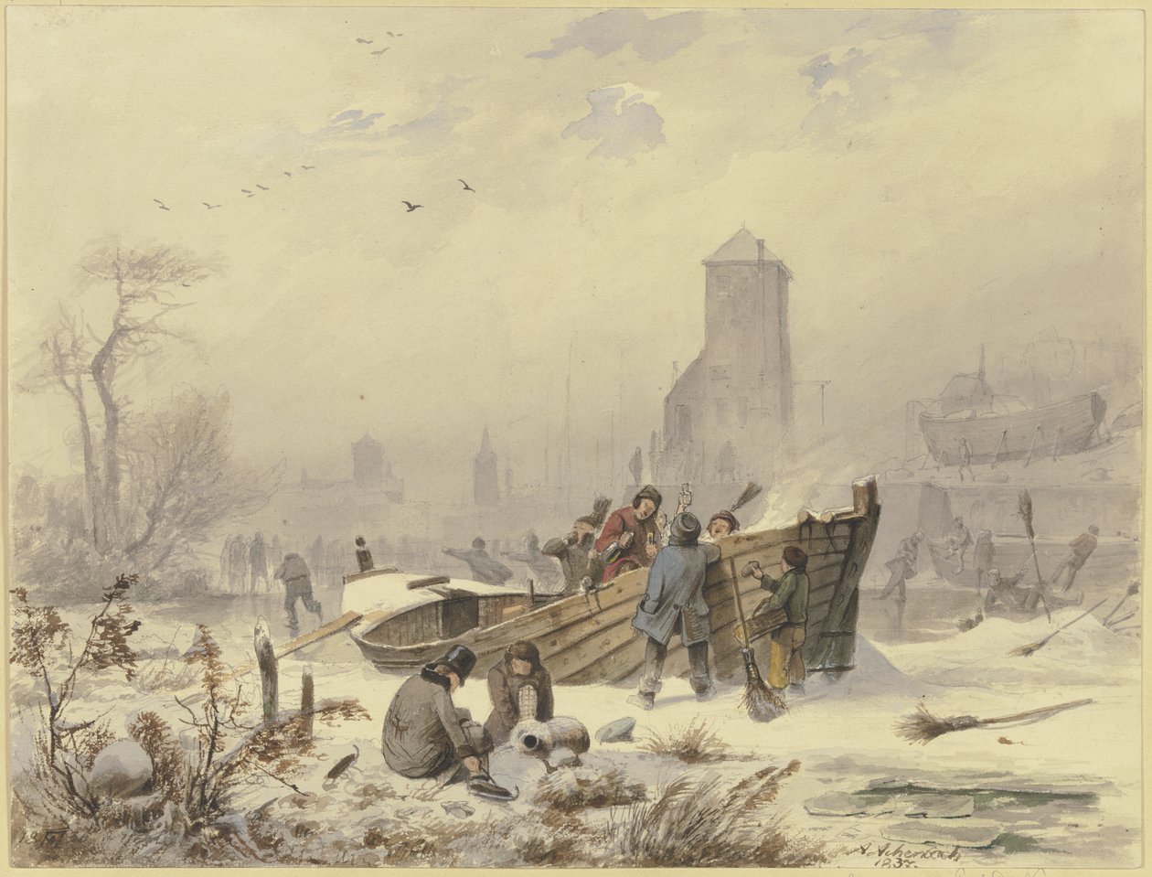 Marinheiro junto a um navio congelado de Andreas Achenbach