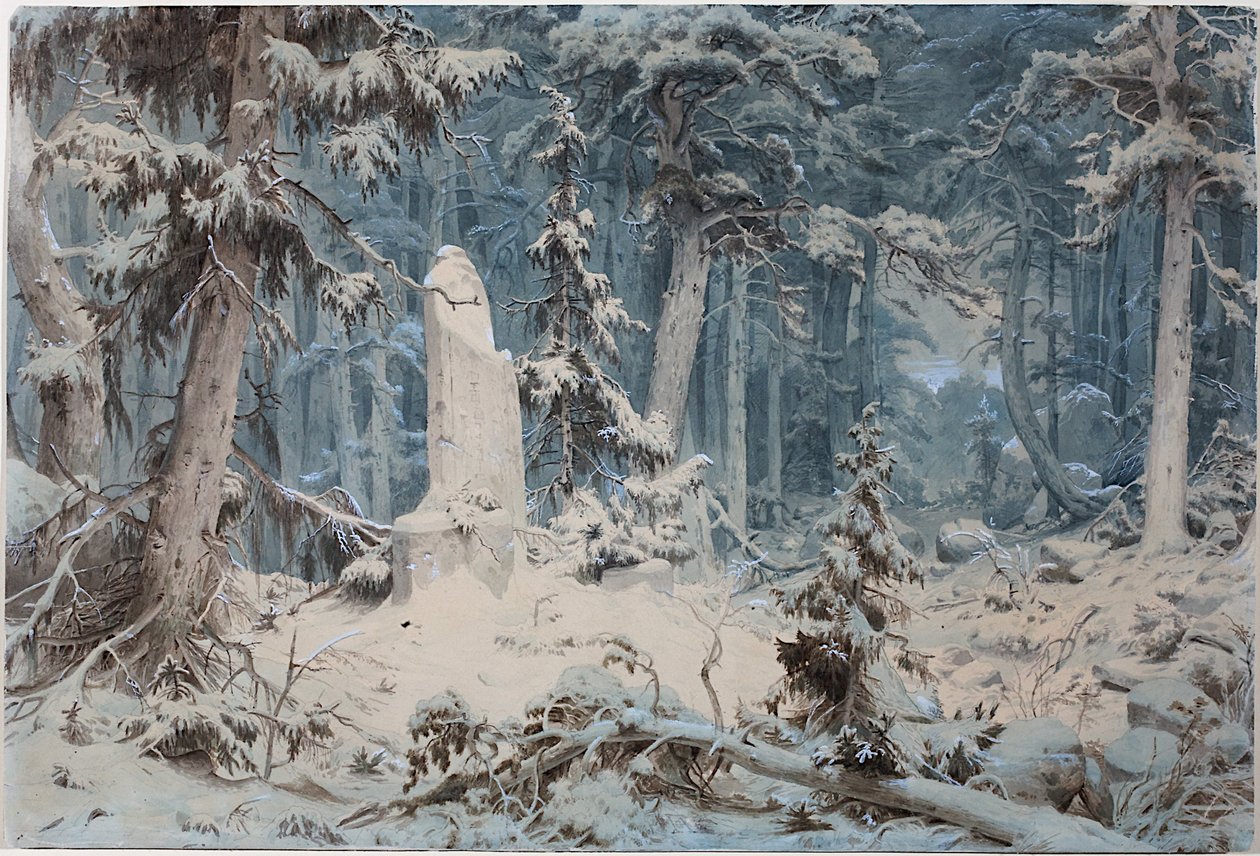 Floresta nevado, 1835 de Andreas Achenbach