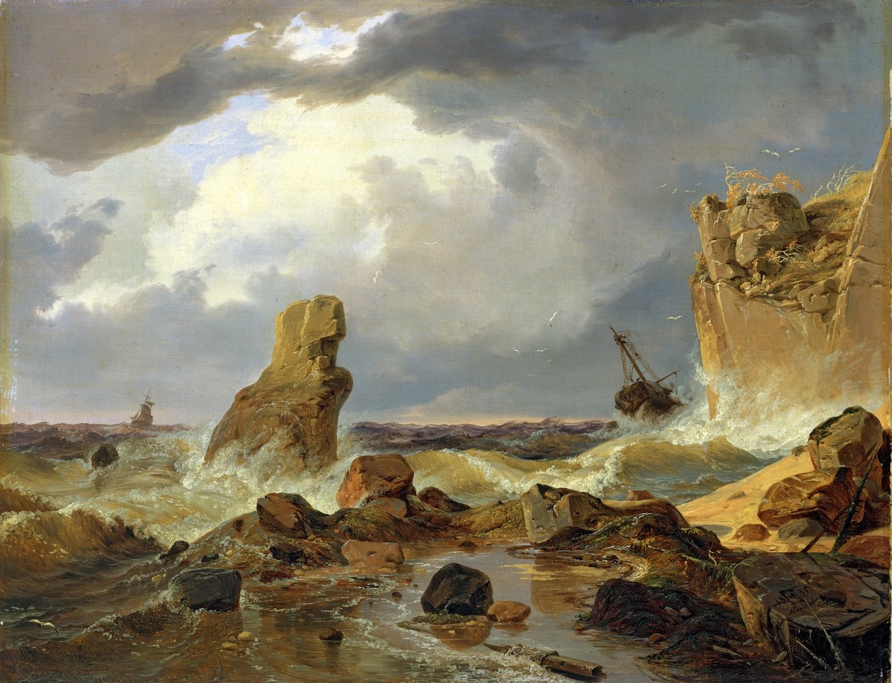 Surf numa costa rochosa de Andreas Achenbach