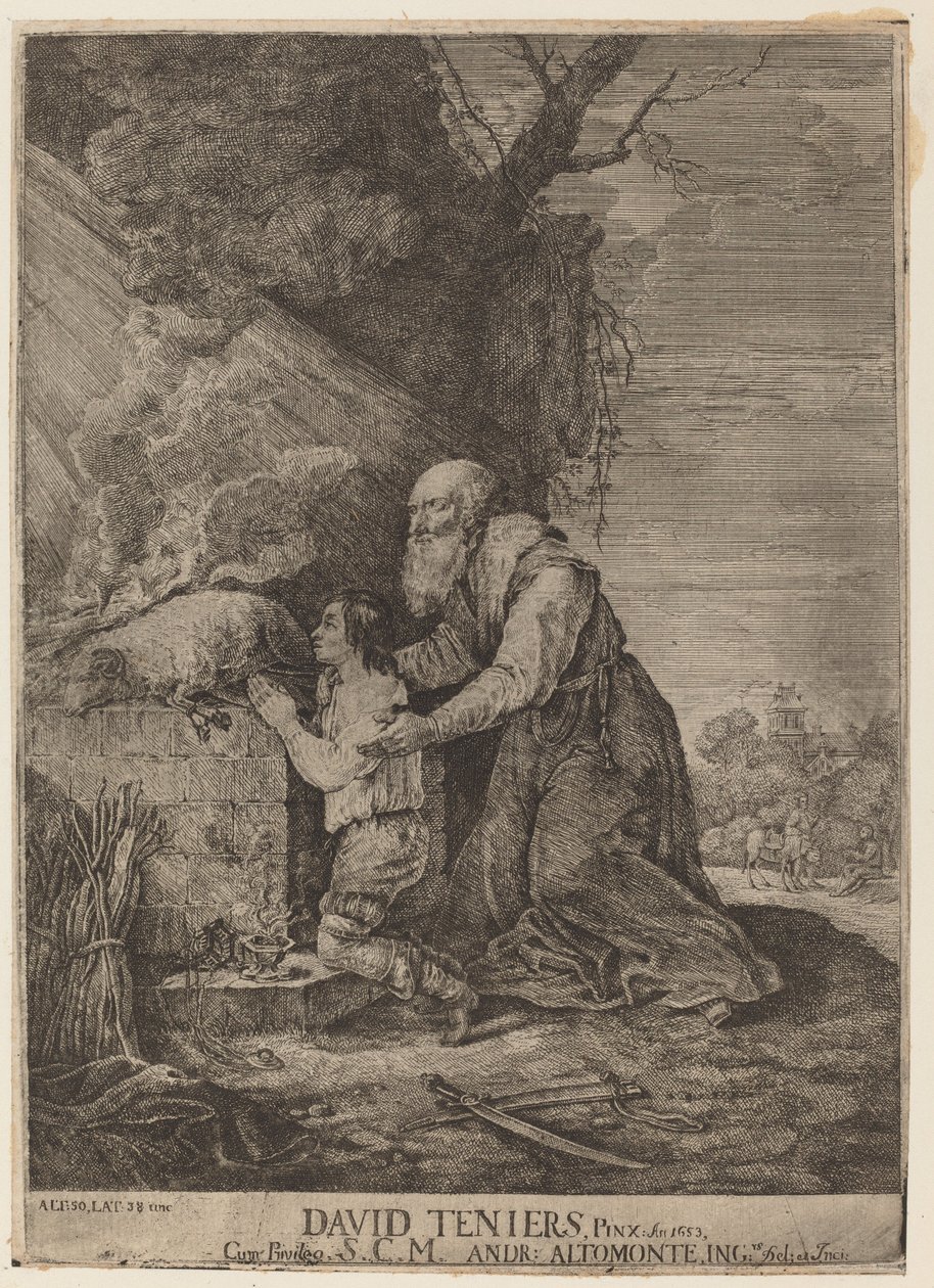 Sacrifício de Isaque de Andreas Altomonte, after David Teniers the Younger