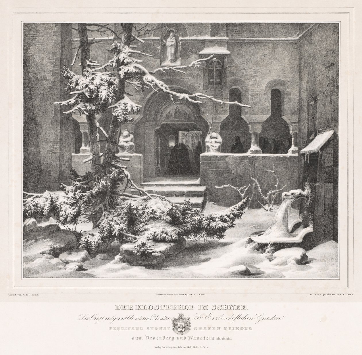 Adro com neve, c. 1835 de Andreas Borum