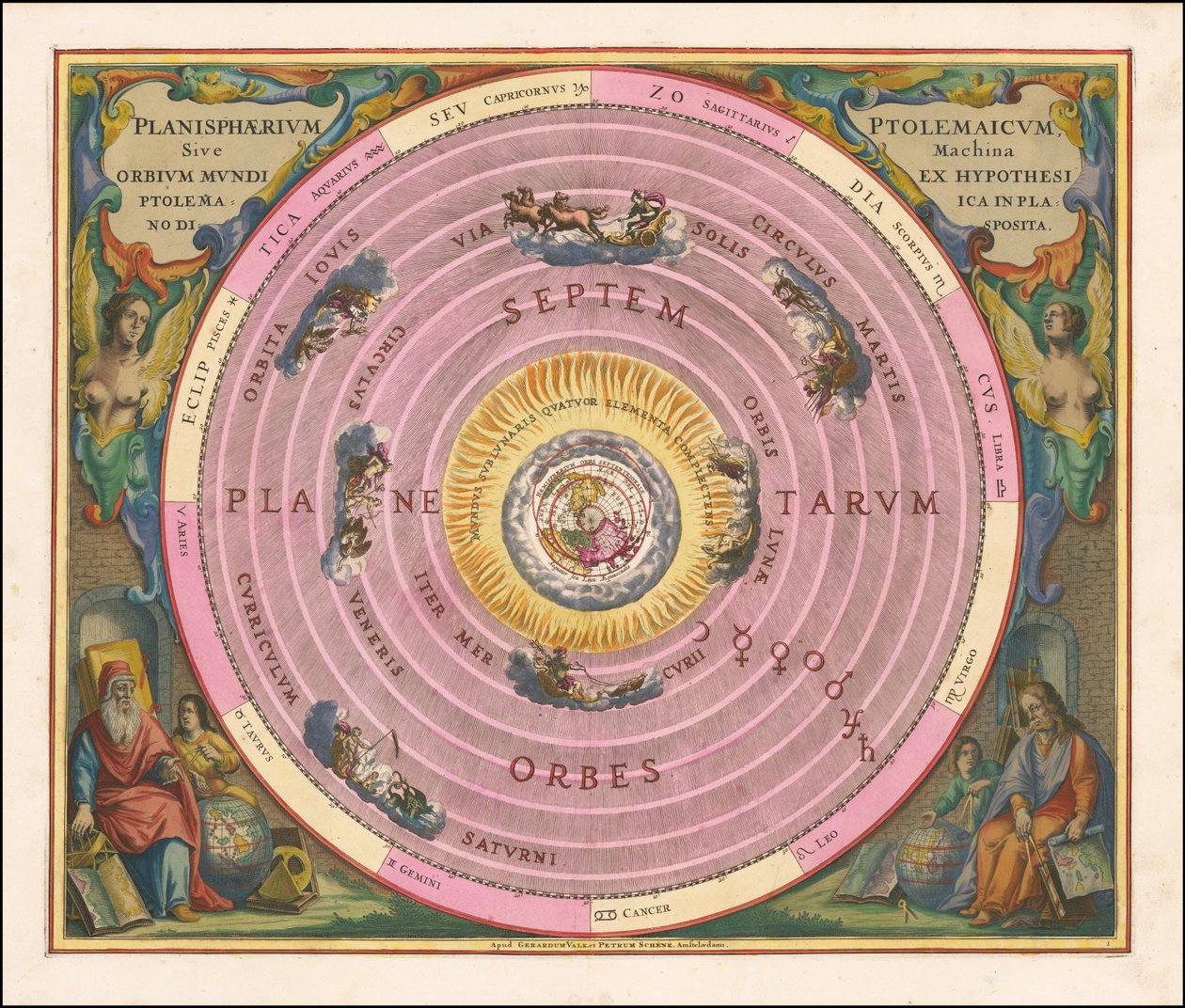 Mapa celeste de 1660 que ilustra o modelo do Universo de Cláudio Ptolomeu de Andreas Cellarius