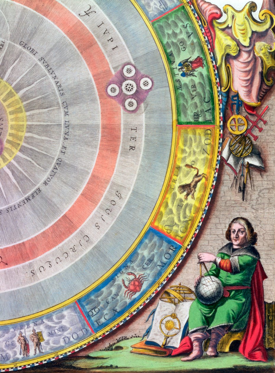 Nicolau Copérnico, astrônomo polonês, 1660-1661 de Andreas Cellarius