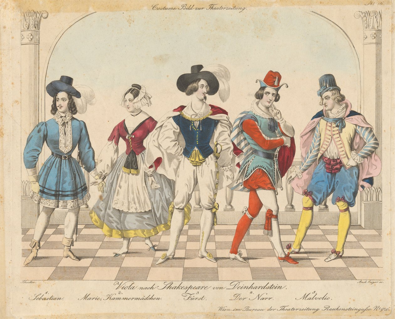 Viola after Shakespeare de Deinhardstein - Figurino para o Teatrozeitung de Andreas Geiger