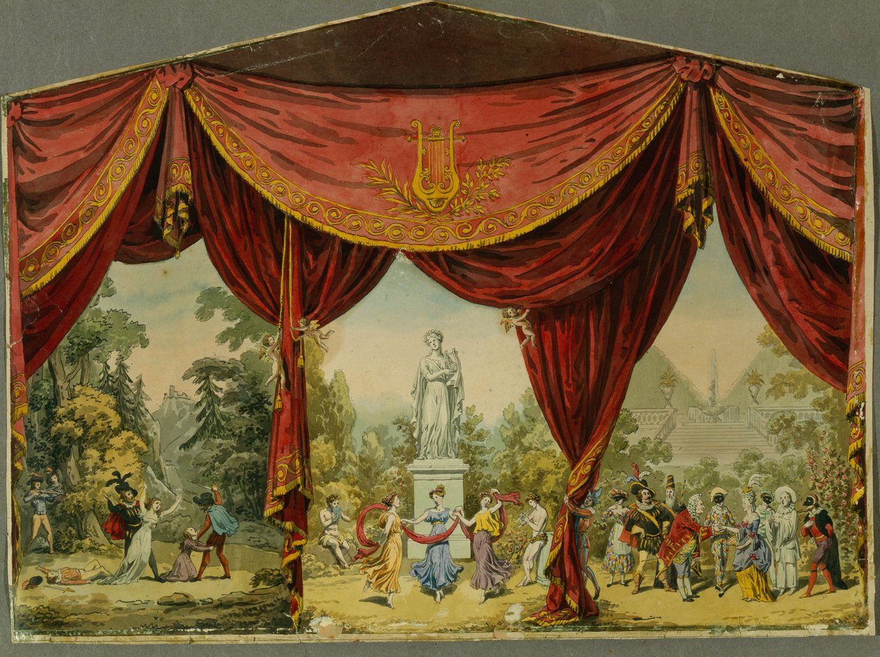 Esboço para a cortina do Teatro Imperial em São Petersburgo, década de 1830 de Andreas Leonhard Roller
