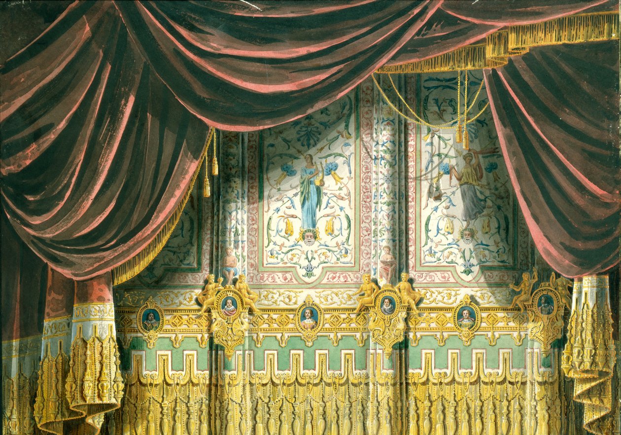 Esboço para a cortina do Michael Theatre em São Petersburgo, 1852 de Andreas Leonhard Roller
