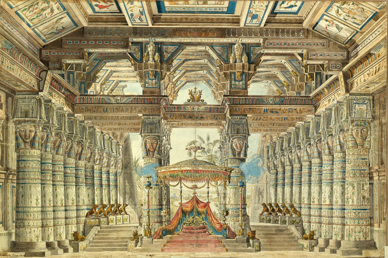 Cenografia para o balé César no Egito por G. Haendel, 1834 de Andreas Leonhard Roller