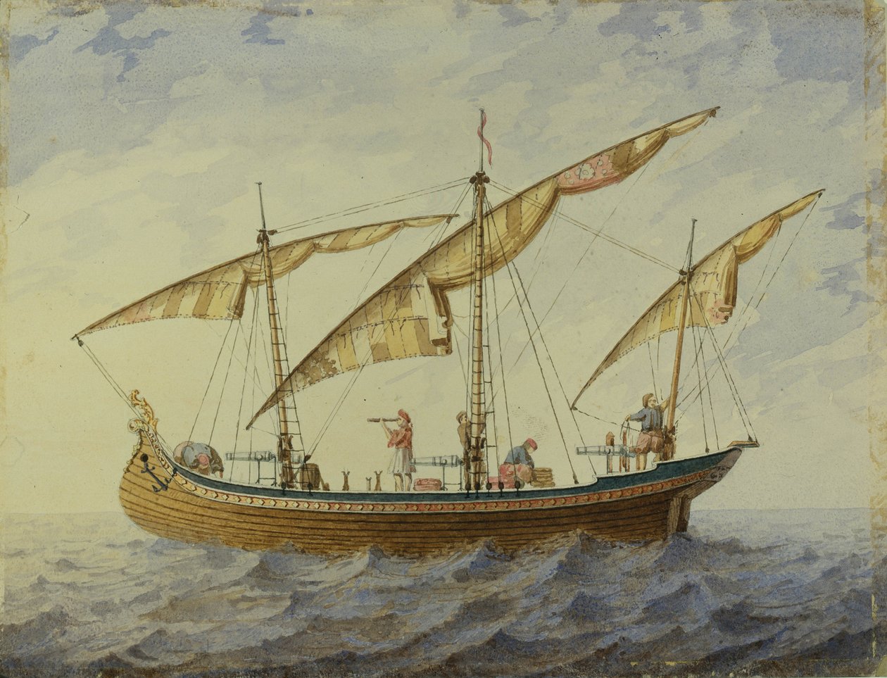 Desenho de palco para o ballet Corsair de A. Adam, 1863 de Andreas Leonhard Roller