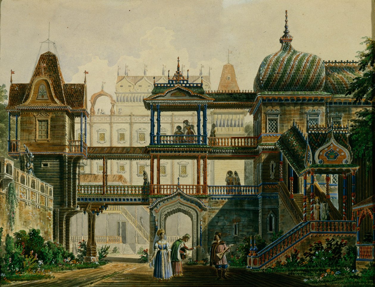 Cenografia da ópera Askolds Grave de A. Verstovski, 1841 de Andreas Leonhard Roller
