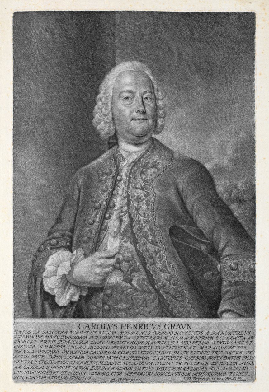 Carl Heinrich Graun (1703-59) gravado por Valentin Daniel Preissler (1717-65) 1752 (mezzotint) de Andreas Moller