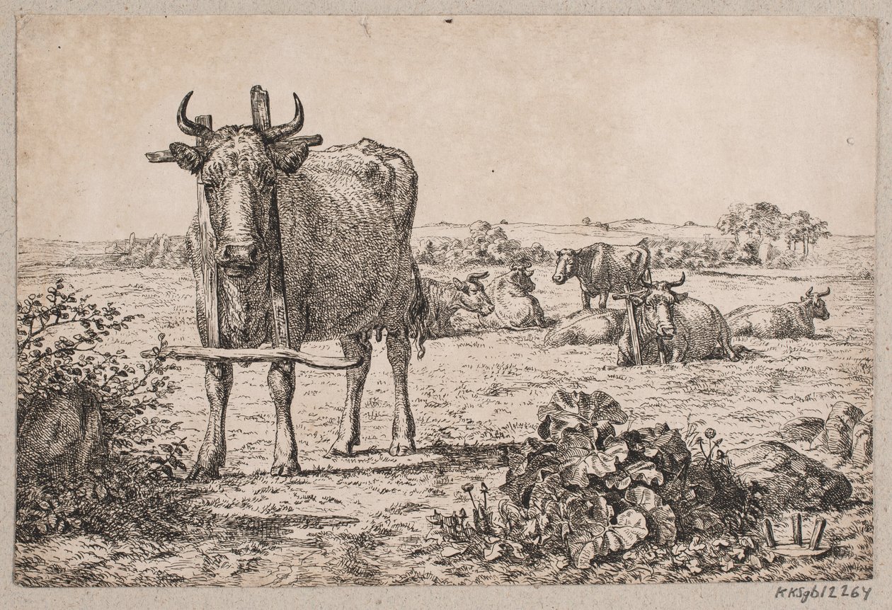 paisagem com vacas de Andreas Peter Madsen