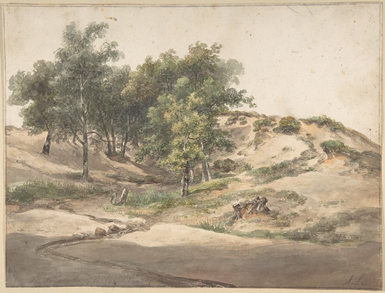 Paisagem arborizada perto de Beekhuizen de Andreas Schelfhout