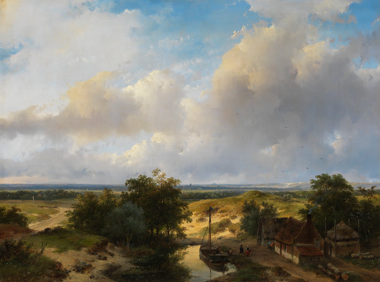 Paisagem holandesa com vista para Haarlem de Andreas Schelfhout