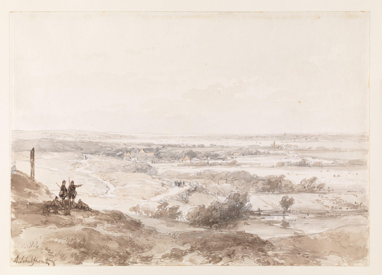 Uma vista distante de Noordwijk de Andreas Schelfhout