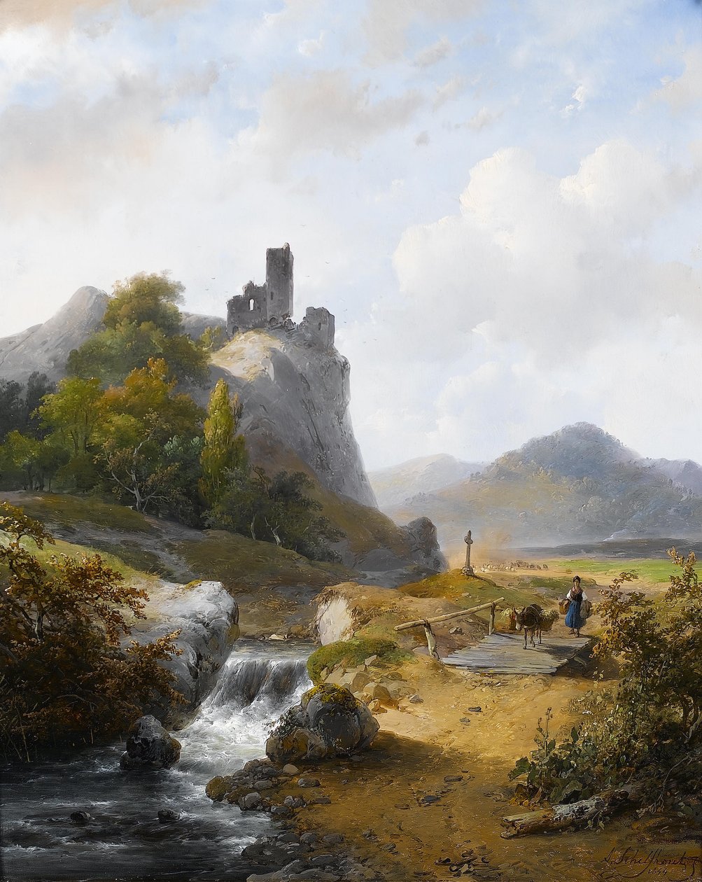 Paisagem alemã com ruínas de Andreas Schelfhout