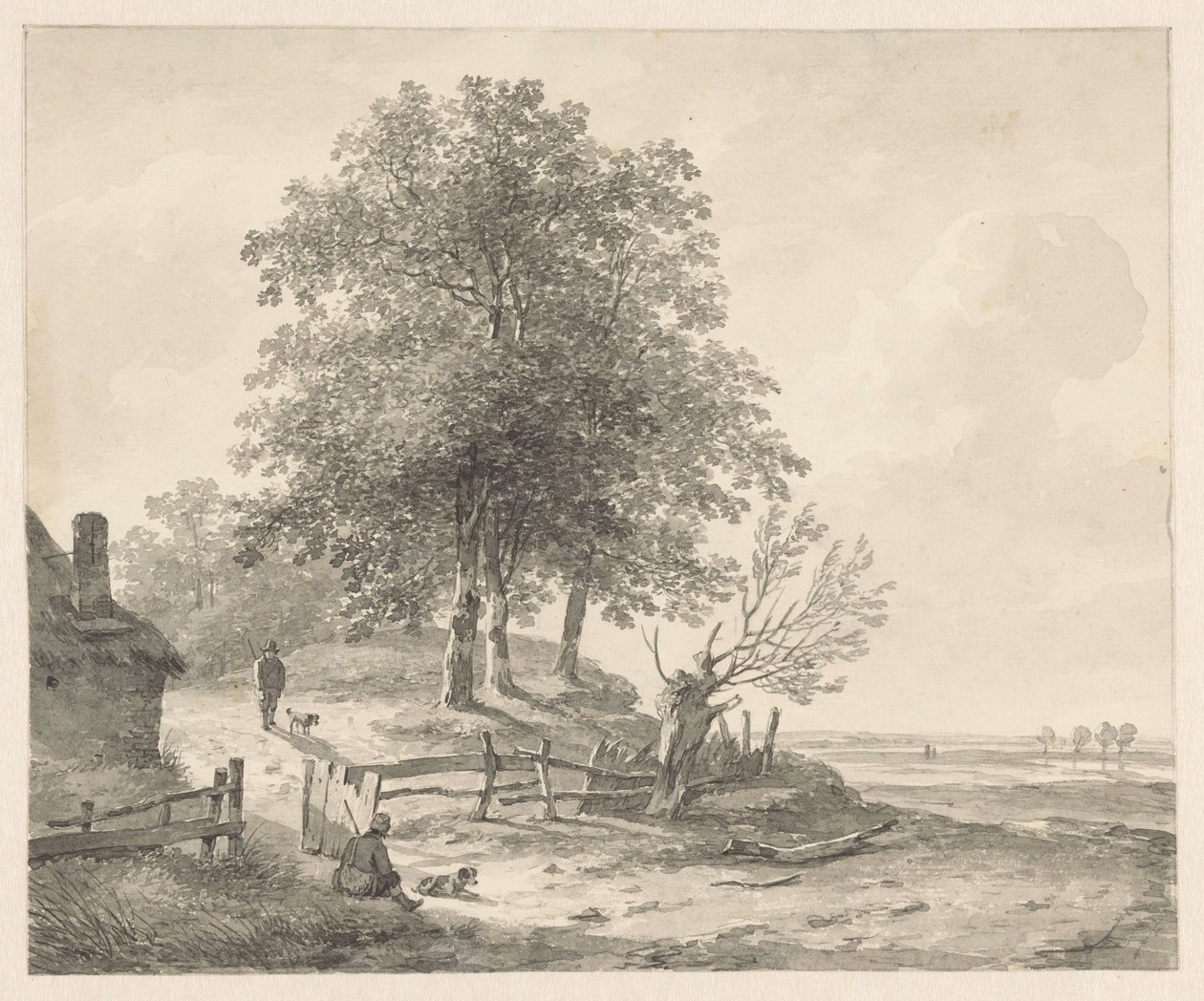 Paisagem com uma casa de campo numa colina de Andreas Schelfhout