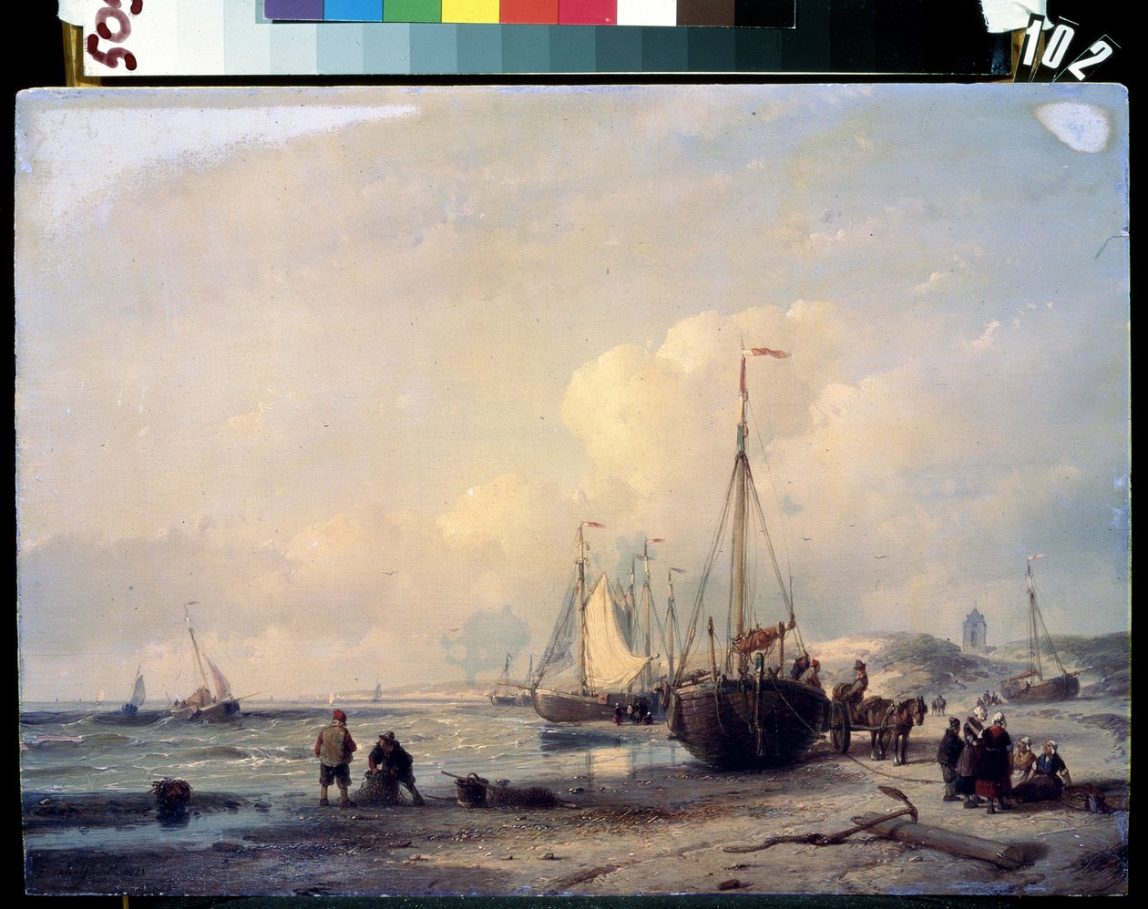 Paisagem do mar. Pintura de Andreas Schelfhout (1787-1870). Óleo sobre tela de Andreas Schelfhout