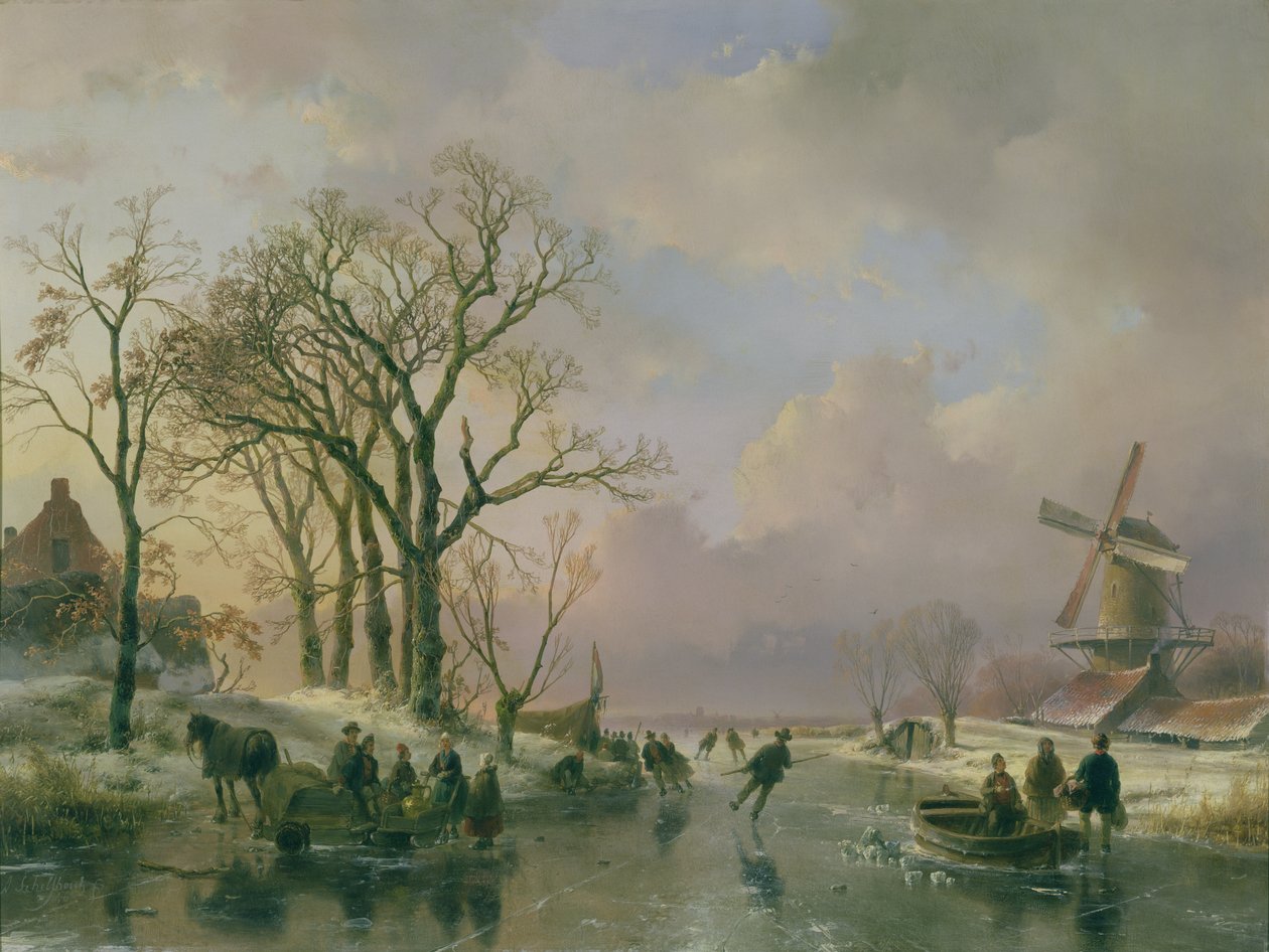 Patinando na Holanda de Andreas Schelfhout