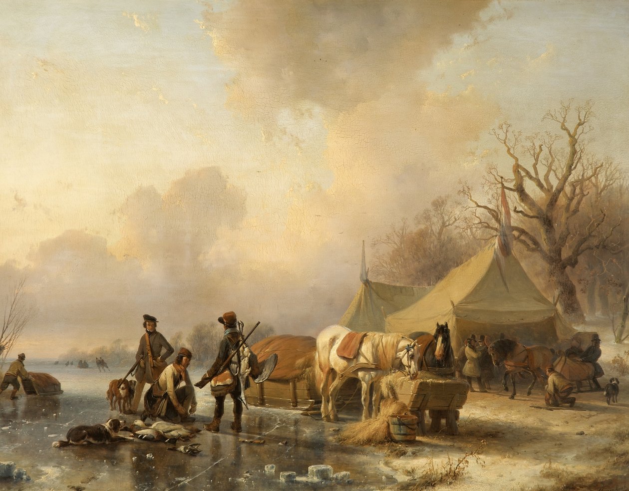 Cena de inverno com trenó, 1840 de Andreas Schelfhout