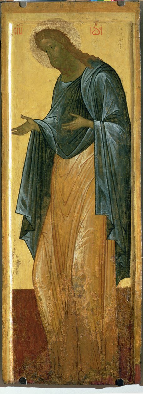 São João, o precursor, da divisão Deisis da Catedral da Dormição em Vladimir (têmpera no painel) de Andrei Rublev