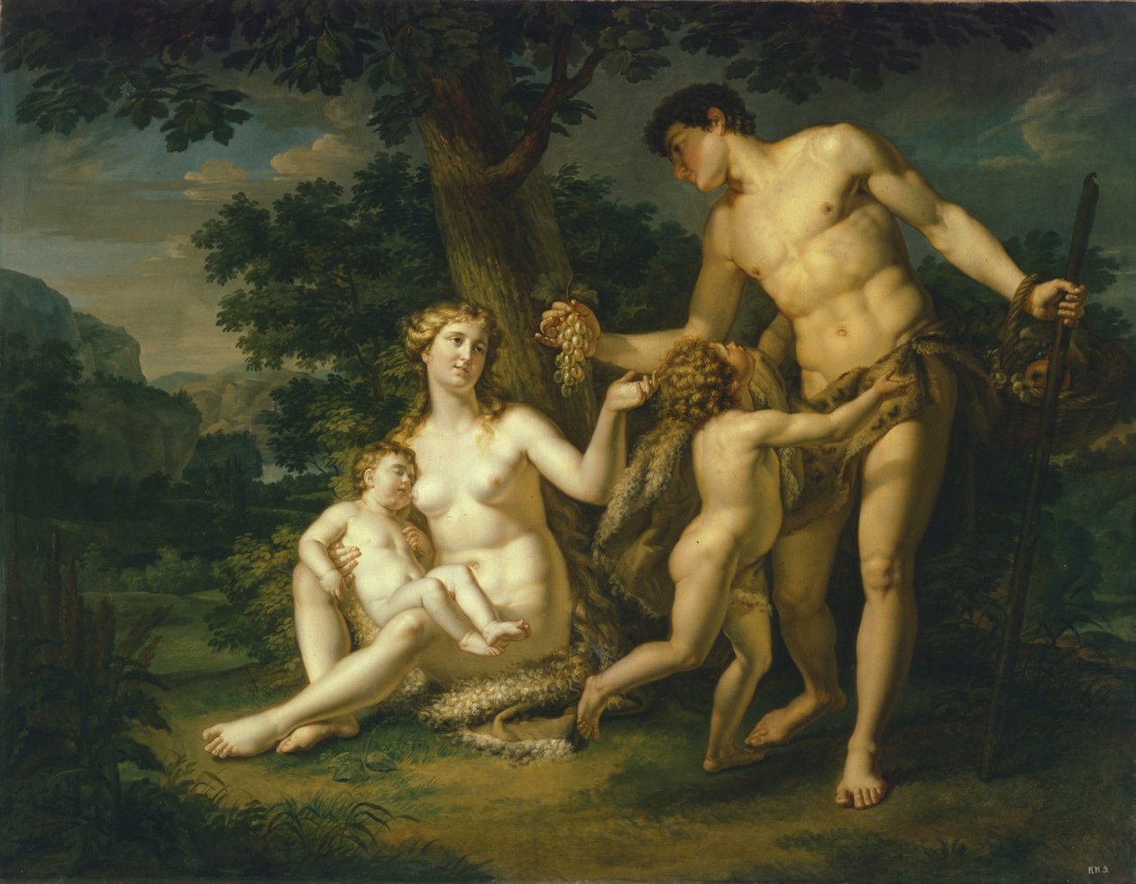 Adão e Eva com crianças debaixo de uma árvore, 1803 de Andrei Ivanovich Ivanov