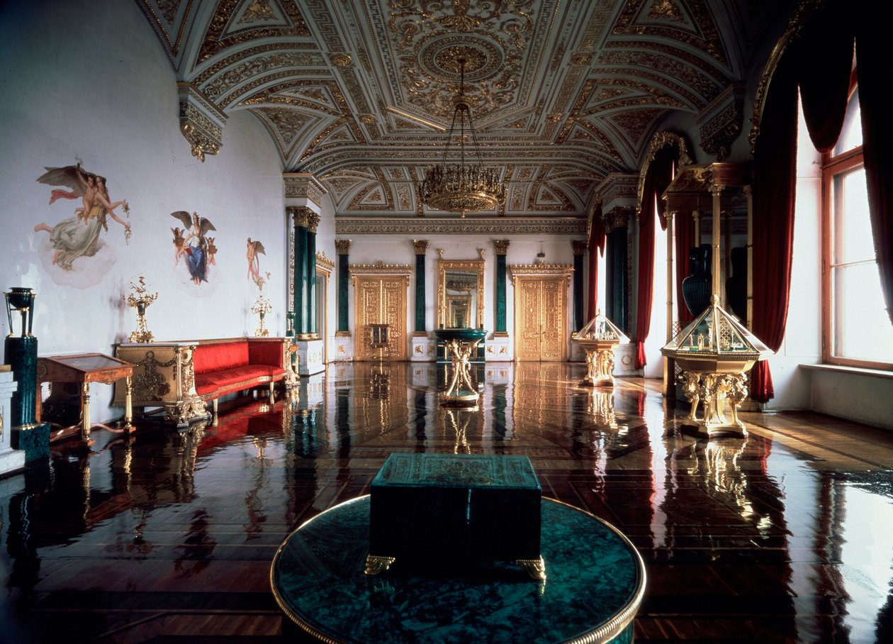 O salão malaquita do palácio de inverno, 1837-1839. de Andrei Ivanovich Stakenschneider