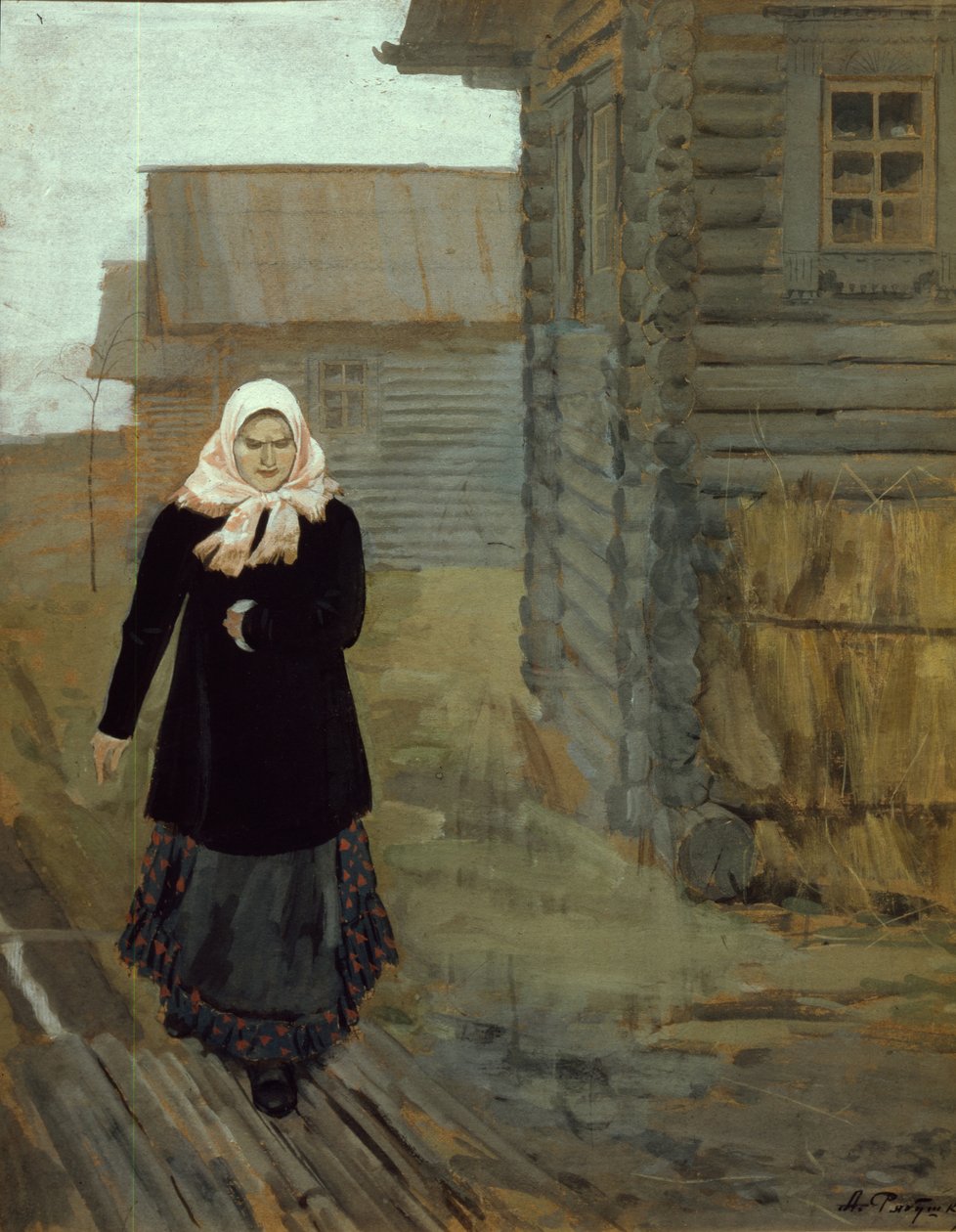 Em uma vila rural. Indo à igreja, 1903 de Andrei Petrovich Ryabushkin